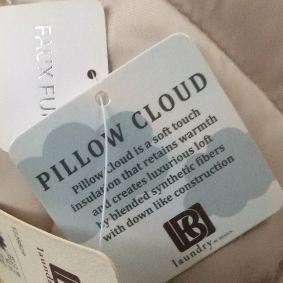 New! Laundry By Design Cream/Gold Quilted Puffer Coat Fur Trim Hood Large - Picture 12 of 13